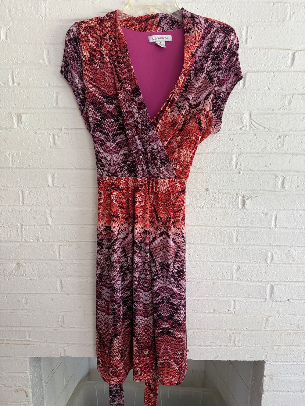 Lauren Ralph Lauren Fuchsia and Red Printed Wrap Dress